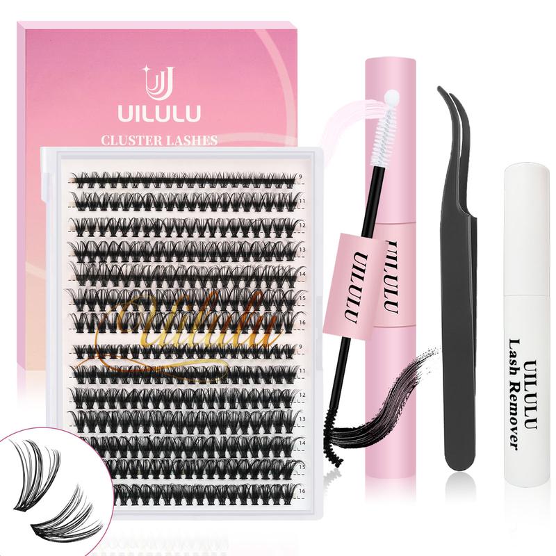 UILULU DIY Eyelashes Extension Kit -  Extensions Lightweight Individual  for Daily Wear - D Curl Eyelash Extensions Pack(0.07D-9-16MM KIT)