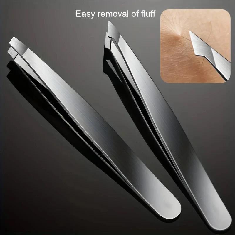 Stainless Steel Eyebrow Tweezers Set, 4 Counts set Precision Slant Tip Angle Tip Pointed Tip Tweezers for Eyebrow Hair Facial Hair Removal, Makeup Tools, Christmas Gift