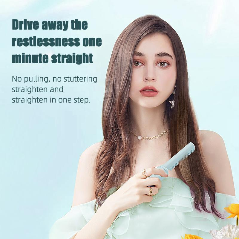 Cordless Hair Straightener Brush, 1 Box Portable Lightweight Straightening Brush for Travel, Mini Hot Ionic Straightener Comb for Women, Christmas Gift