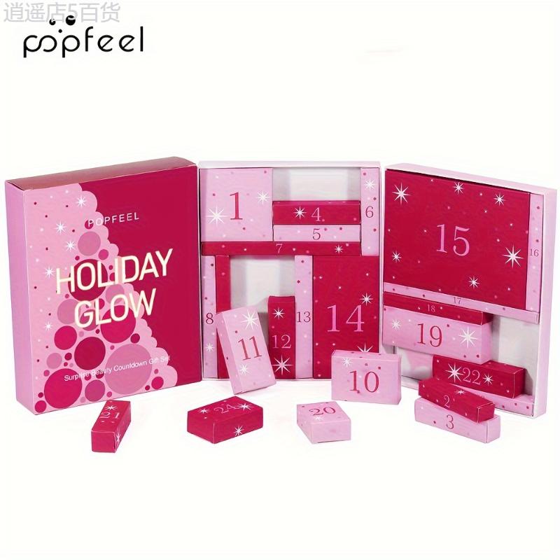 POPFEEL 24-Grid Christmas Countdown Gift Box for Women, Mixed Color Cosmetic Set with Creamy Paste Form, Holiday New Year Celebration Makeup Kit