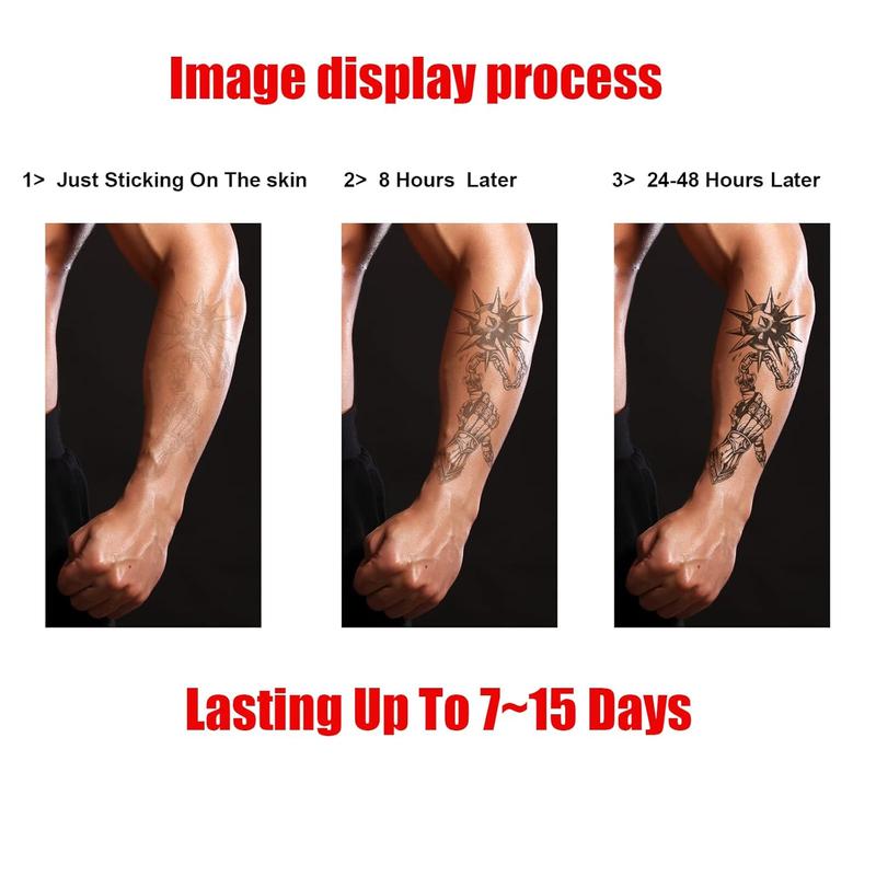 TZnyly 8 large semi-permanent tattoos juice plant lifelike tattoos lasting 2 weeks sexy pattern fake arm body art stickers Gift Waterproof