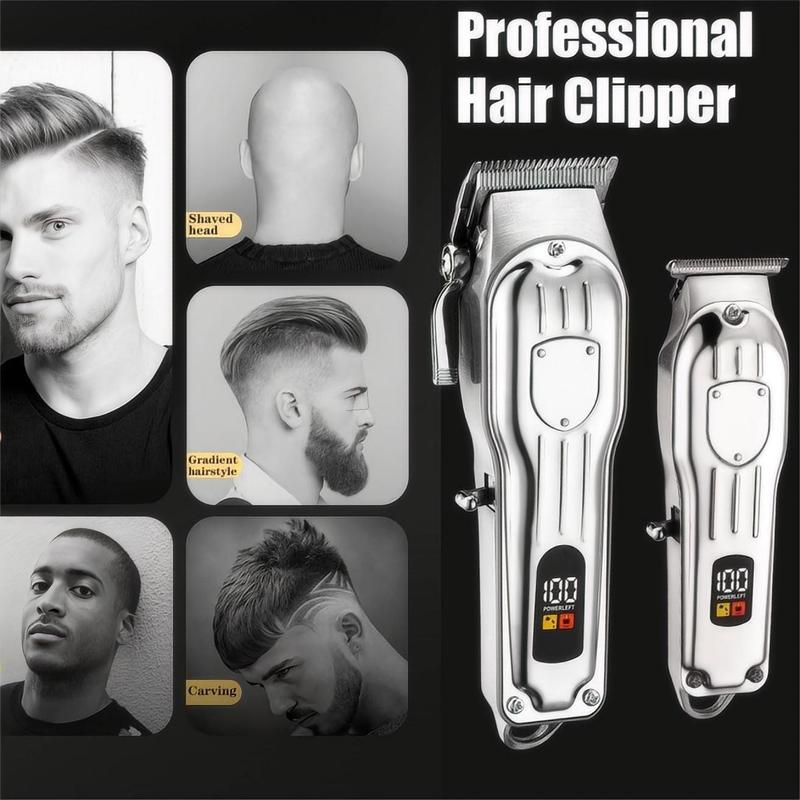 Professional Hair Clipper for Men, 1 Box Cordless Hair Trimmer Kit, LCD Display Wireless Barber Clippers, Rechargeable Haircut Machine for Family