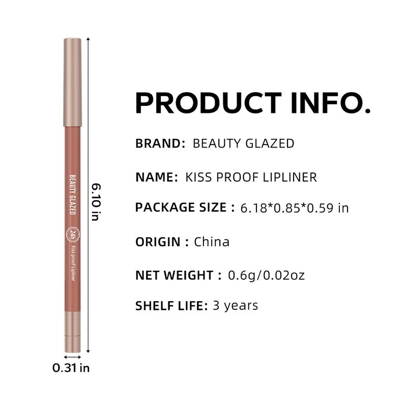 Beauty Glazed Creamy Automatic Lip Liner, Matte Silky Lip Liner, Waterproof and smudge-proof, easy to apply, 24 hours of long-lasting makeup, perfect for everyday makeup!