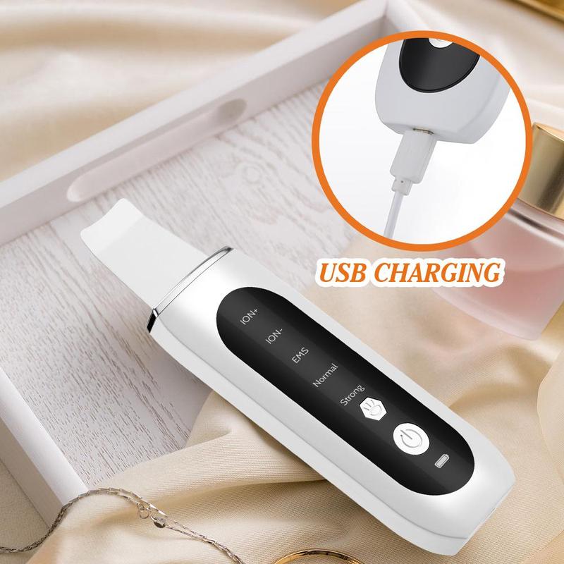 Ultrasonic Facial Scrubber, Usb Rechargeable Facial Skin Lift Pore Cleansing Facial Cleansing Device, Beauty Instrument for Home & Travel