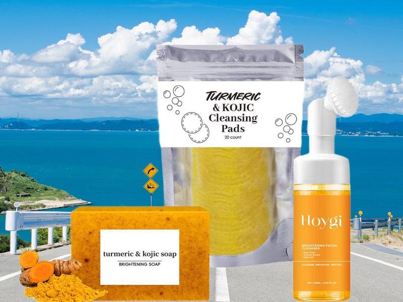 3 Pcs 2pcs Turmeric Wash and Care Three Piece Set, Turmeric Tablets, Turmeric Cleansing Mousse, Turmeric Soap Facial Cleansing Skincare Facial Cleansing Cleanser Comfort Facial Wash