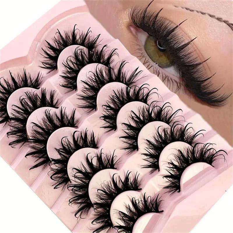 Fluffy False Eyelashes, 7 Pairs Wispy Cat Eye Look Faux Cluster Lashes, Natural Curling Eye Makeup Lashes Clusters, Eyelashes Extensions, Music Festival Makeup, Cosmetic Gift