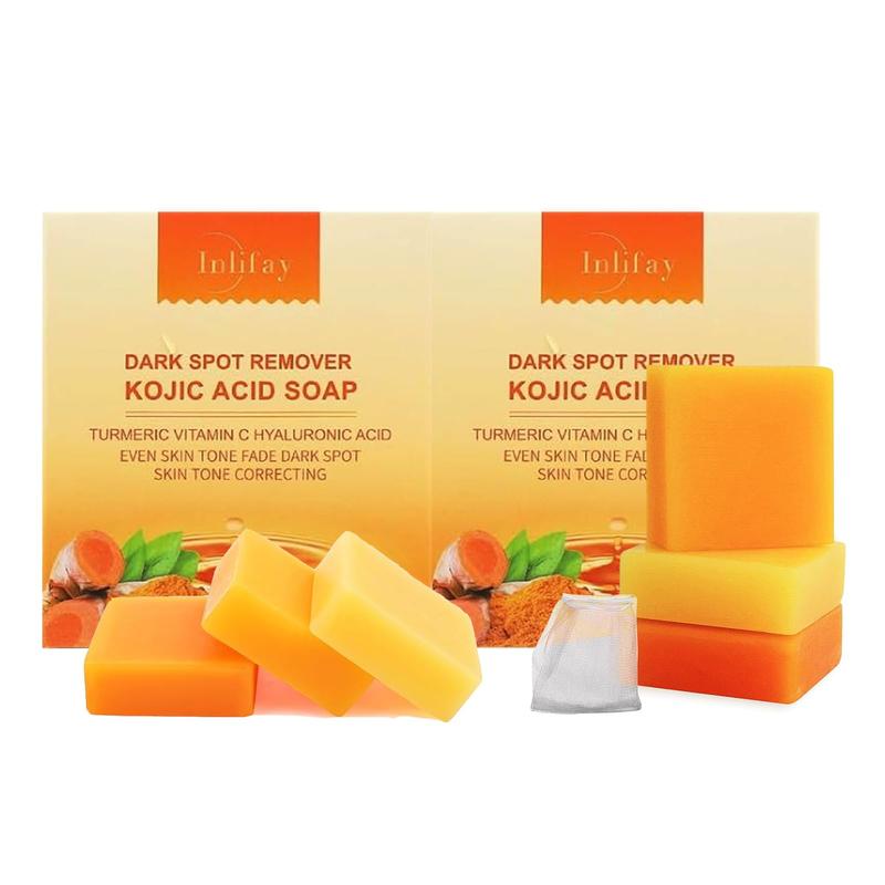 Inlifay Lemon Turmeric & Kojic Acid Brightening Soap, Dark Spot Remover: Moisturizing for Body & Face Body Care