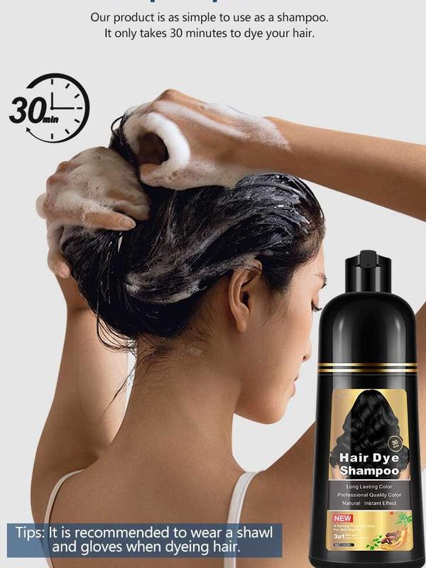 Hair Dye Shampoo 3 in 1 Instant Hair Color + 100% Grey Coverage - Herbal Ingredients, Gentle and Nourishing Formula, Long-lasting Shine, Easy to Use, Perfect for All Hair Types Haircare