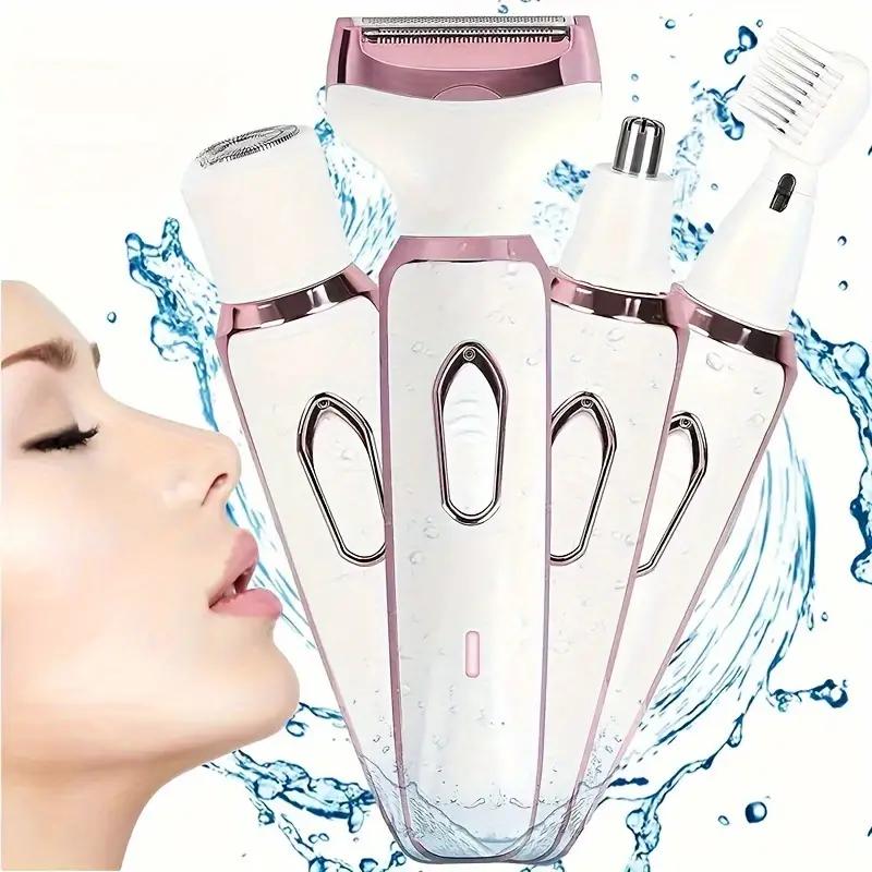 4 in 1 Electric Shaver, 1 Set Portable Hair Removal Machine Kit, Handy Lightweight Cordless Hair  for Women, Girls - Razor with Detachable Head cordless hair trimmer