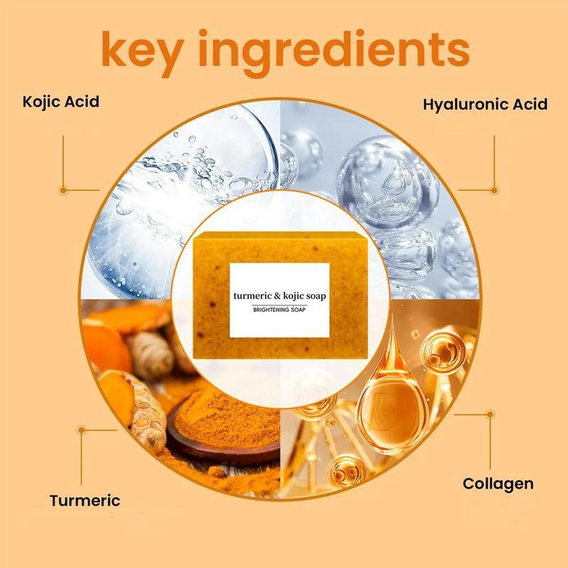 Turmeric & Kojic Acid Cleansing Soaps, Natural Extracts Soaps, Turmeric Soaps, Moisturizing Skincare Soaps for Women, Body Care Body Wash Soap Bars for Daily Summer Gift, Halloween Gift, Fall Essentials