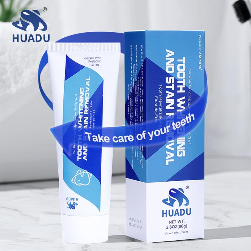 HUADU AKCMINS Natural Whitening Toothpaste, No Fluoride, Repair, Anti Plaque, Triple Whitening