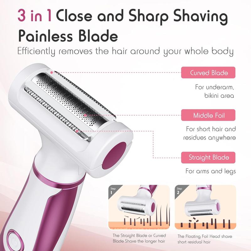 4 in 1 Electric Shaver, 1 Set Multifunctional Women's Hair Removal Instrument, Portable Electric Body and Face Shaver