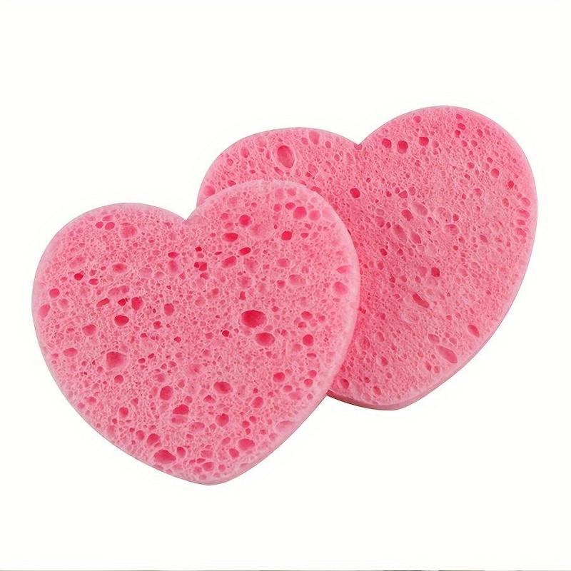 Facial Cleaning Tool Set, 6 Counts set Heart Shape Double-sided Face Wash Sponge & Face Brush, Makeup Removal Tool, Face Wash Tool