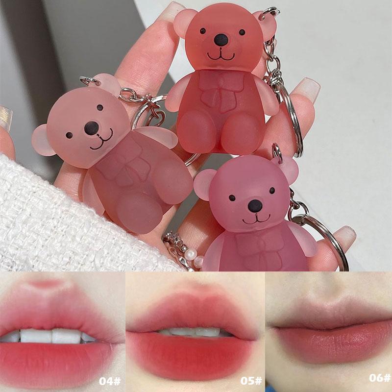 Cute Bear Design Lip Gloss, 3 Counts set Long Lasting Matte Lipstick, Easy Coloring Moisturizing Lip Gloss, Suitable for All Occasions Lip Makeup