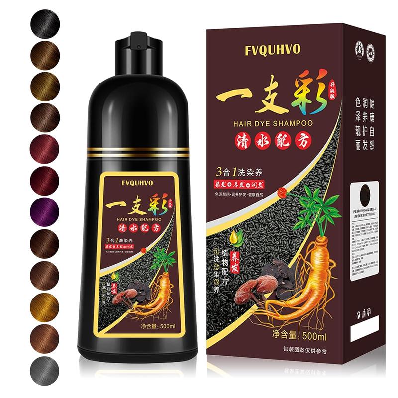 Unisex 500ml Black Hair Shampoo Instant 3 in 1 +99.99% Gray Hair Coverage-Herbal Ingredients- Multiple Colors Available Plant Hair Dye Haircare Summer Gift