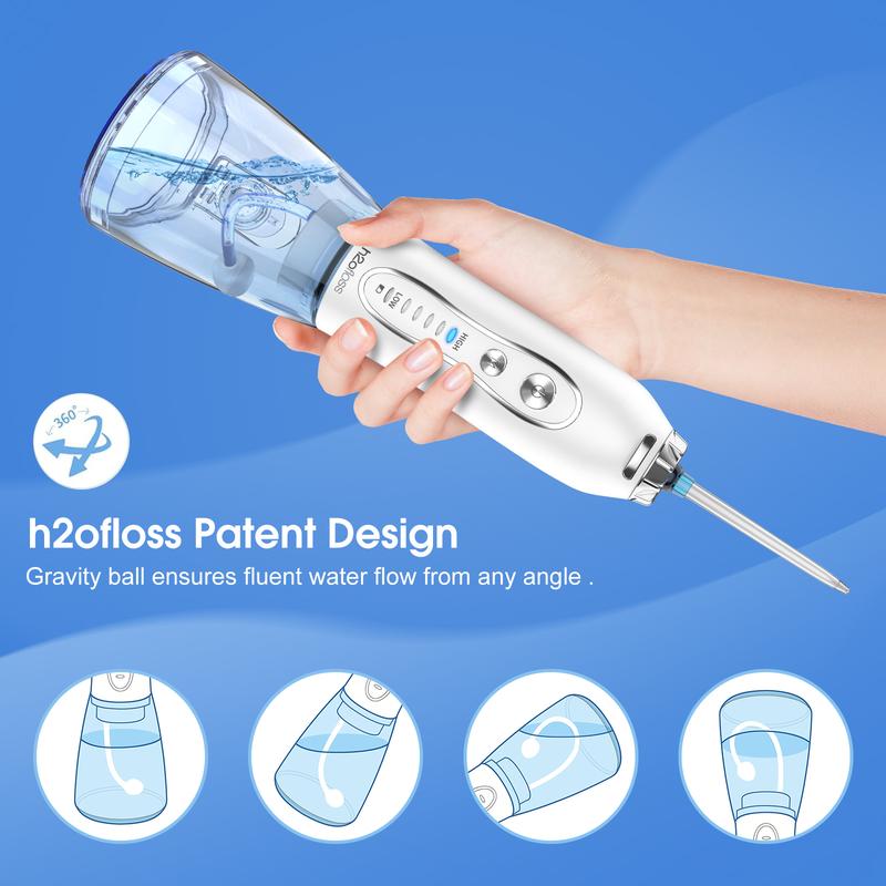 h2ofloss water flosser 300ML watertank & IPX7 Waterproof plus 5 modes,Cordless Oral Irrigator HF-6