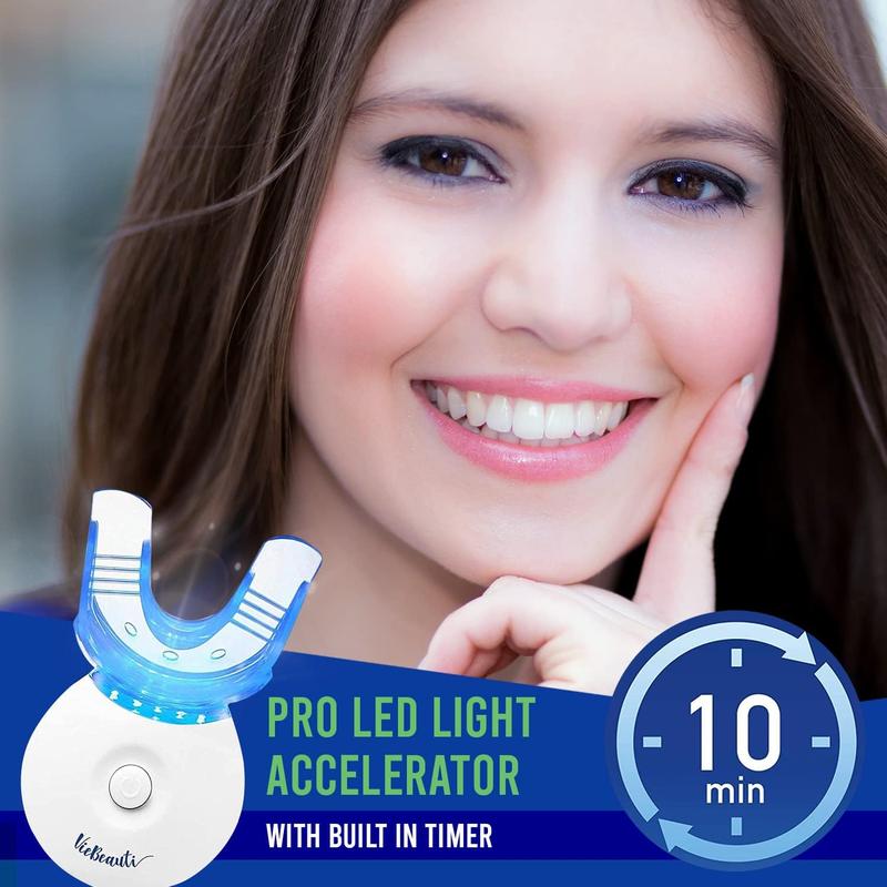 VieBeauti Teeth Whitening Kit: 5X LED Light with 35% Carbamide Peroxide, Mouth Trays, Remineralizing Gel, Timer & Tray Case for a Gleaming White Smile for Christmas gift Oral