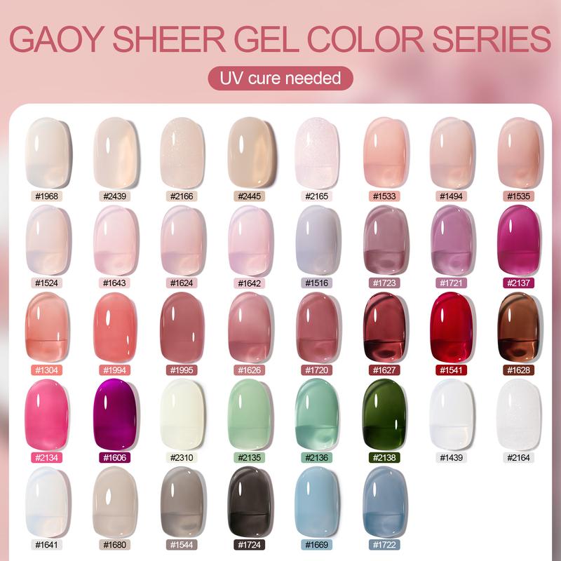 GAOY UV Gel Nail Polish, 16ml Jelly Nude Pink Translucent Soak Off Gel Polish, UV Light Cure for Nail Art DIY, 1624 Ocean Song