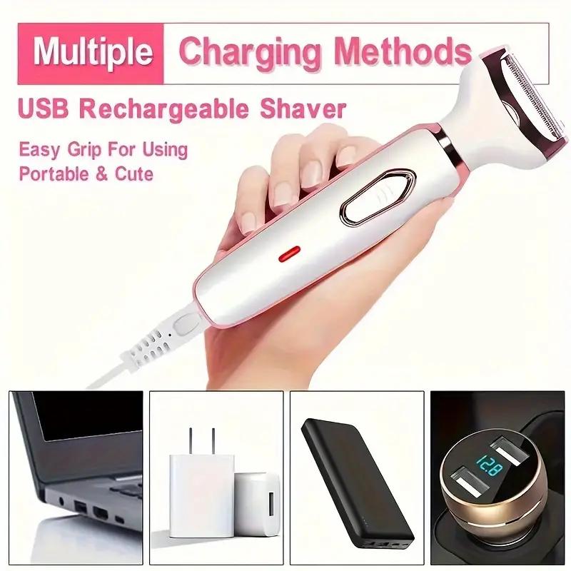 4 in 1 Electric Shaver, 1 Set Portable Hair Removal Machine Kit, Handy Lightweight Cordless Hair  for Women, Girls - Razor with Detachable Head cordless hair trimmer