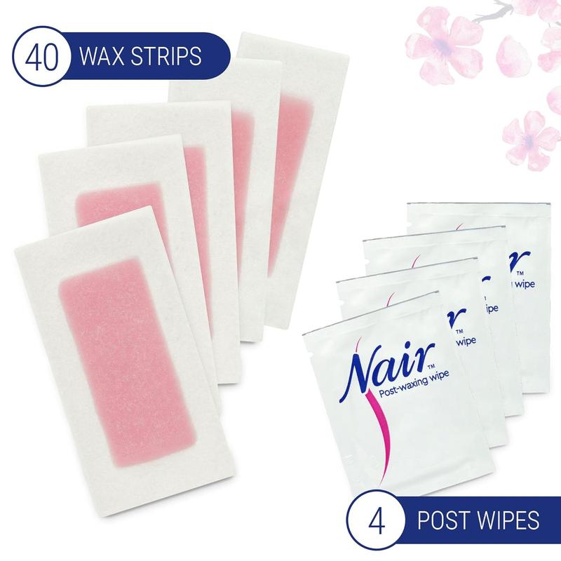 Nair Hair Remover Wax Ready Strips, 40 Count - Face and Bikini Hair Removal Wax Strips