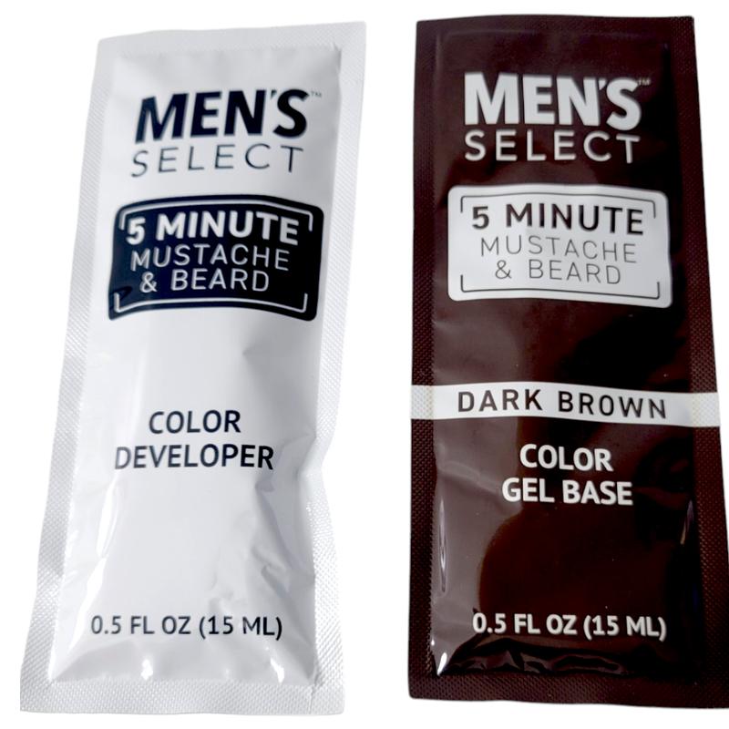 Men's Select Dark Brown Long-Lasting Dye for Men for Beard, Mustache and All Facial Hair in just 5 min Hair Dye Color Gentle Haircare Salon