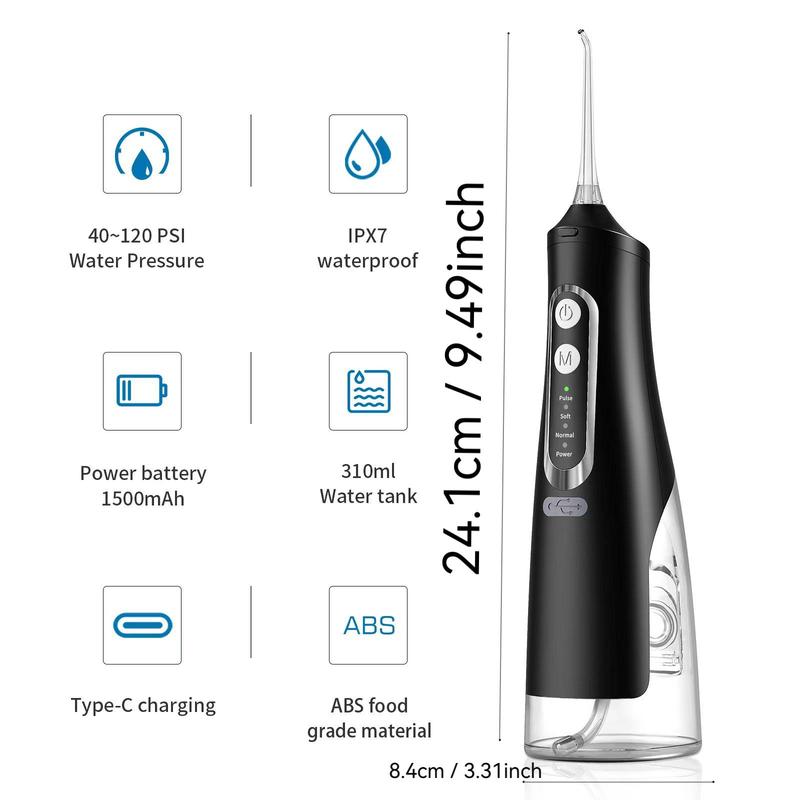 Travel Essential Water Flosser, Cordless Water Flosser, Waterproof Portable Flosser with 4 Modes 4 Tips, Dental Care, Waterproof Oral Cleaner, Rechargeable Powerful Dental Oral Cleaner, Limited Time Offer Perfect Winter Gift, Christmas, Fall