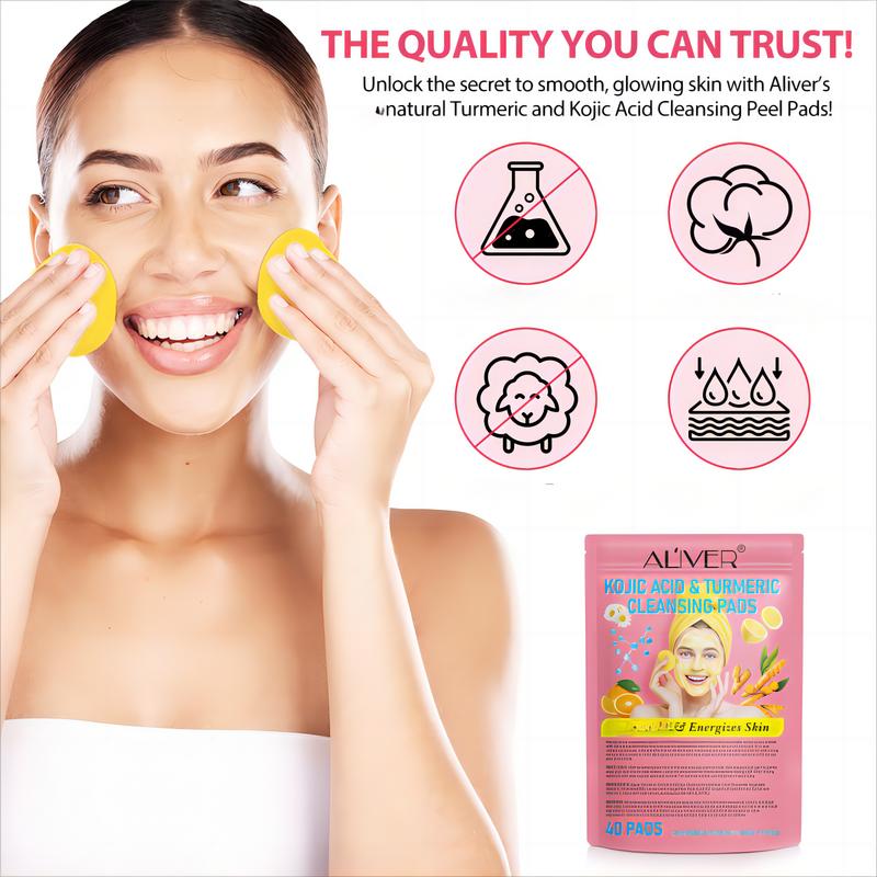 Live Aliver Kojic Acid & Turmeric Cleansing Pads, Skincare Comfort (40 pads)