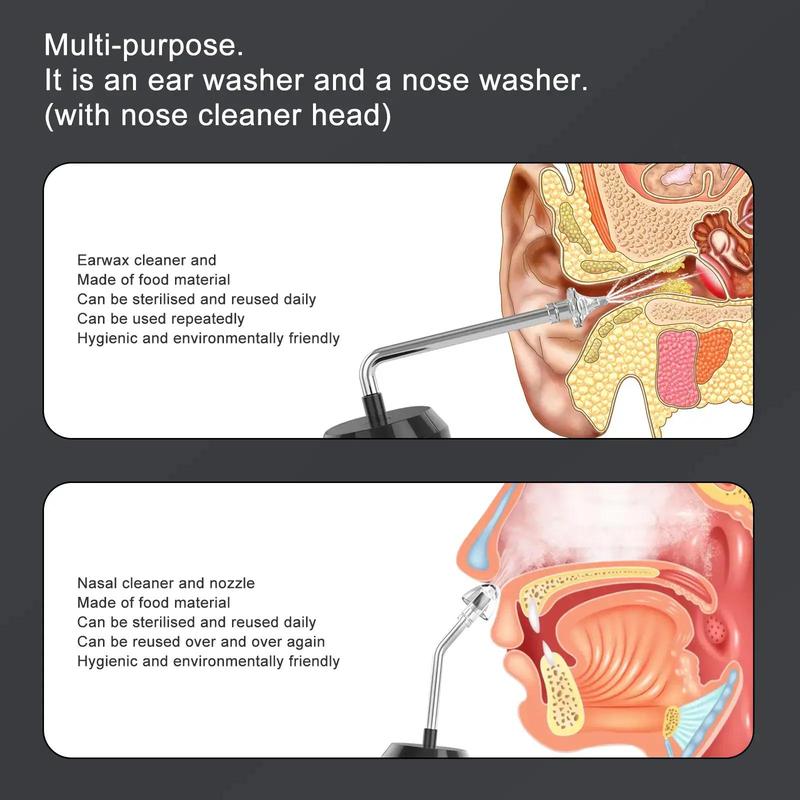 Interchangeable Multi-purpose Ear & Nose Washer, 1 Box Earwax Removal Kit, Portable Nose & Ear Cleaning Kit, Personal Hygiene Care Tool