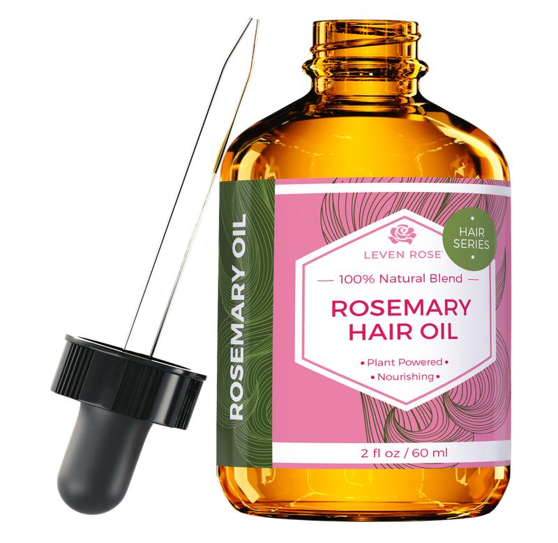 Leven Rose Organic Rosemary Oil for Hair Growth: 2oz Hair Growth Elixir with Rosemary Essential Oil and Nourishing Evening Primrose Oil Haircare Argan