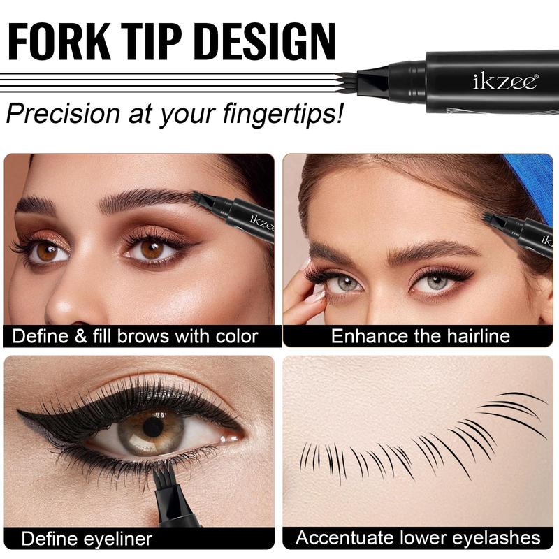 Long Lasting Eyebrow Pencil, Waterproof Eyebrow Pen & Double-ended Brow Styling Brush, Professional Eye Brow Makeup Tool