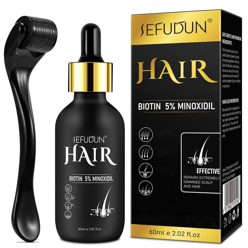 Sefudun 5% Minoxidil Hair Serum with Micro Derma Roller Set, with Hair Spray, Haircare Comfort (60ml)