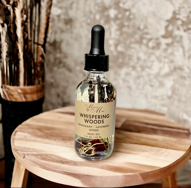 Whispering Woods Luxury Massage Oil, Moisturizing Body Oil, Hydrating Oil