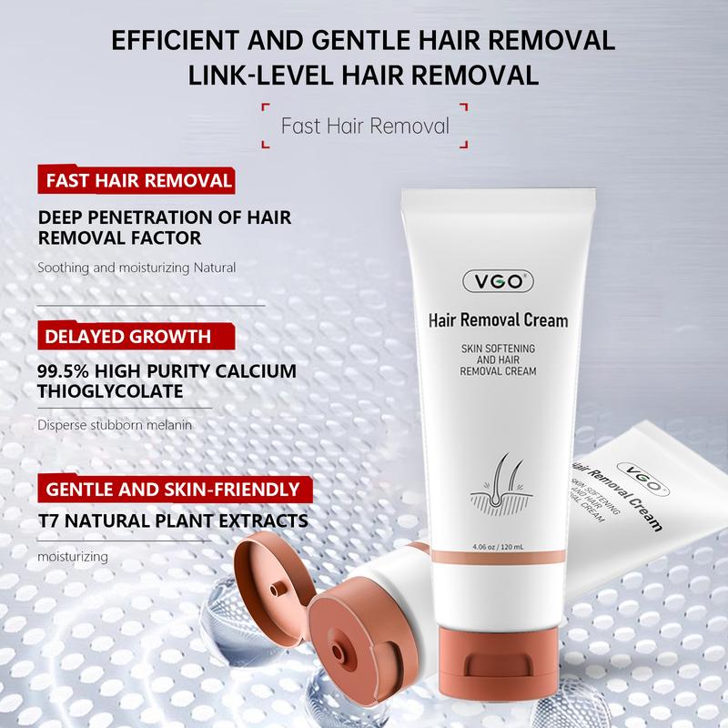 VGO Hair Removal Lotion Cream, 120ml   4.0oz Body Care Unisex-A2 Wax Gentle Jojoba Moisturizer Wipe Comfort Cosmetic