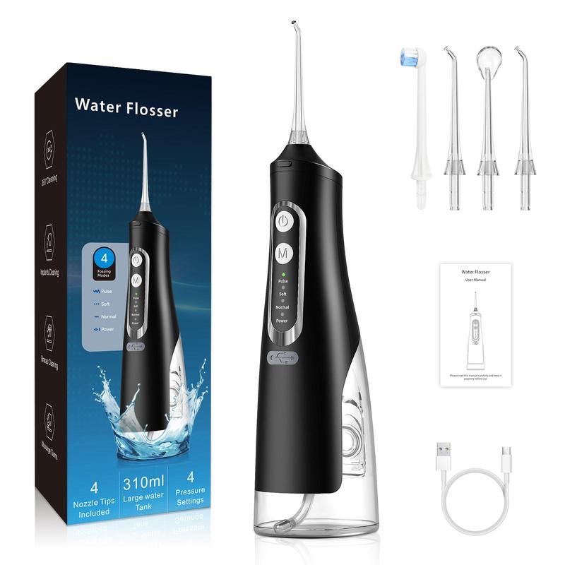 Travel Essential Water Flosser, Cordless Water Flosser, Waterproof Portable Flosser with 4 Modes 4 Tips, Dental Care, Waterproof Oral Cleaner, Rechargeable Powerful Dental Oral Cleaner, Limited Time Offer Perfect Winter Gift, Christmas, Fall