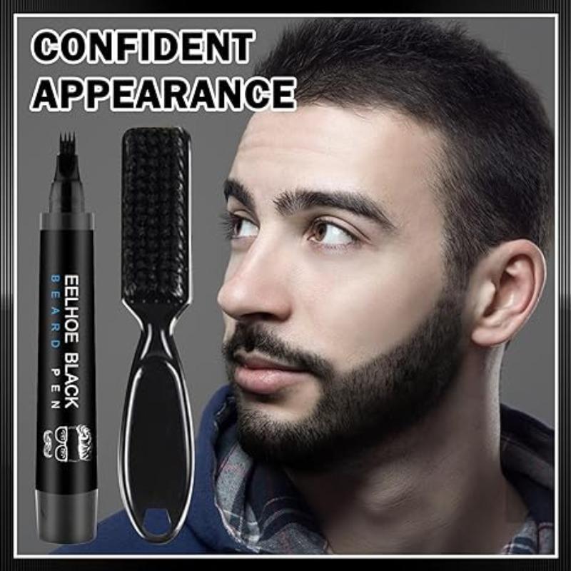 Beard Pen for Men, 1 Set Beard Pencil Filler & Beard Brush for Men, Waterproof Beard Filler Kit, Fill, Shape and Define Your Beard for a Natural Beard, Long Lasting Beard Filler with Brush