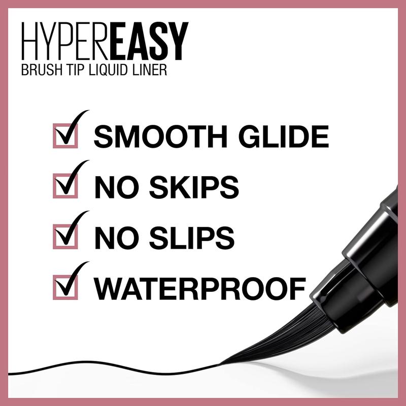 Hyper Easy Liquid Pen No-Skip Eyeliner, Satin Finish, Waterproof Formula, Eye Liner Makeup, Pitch Black, 0.018 Fl; Oz