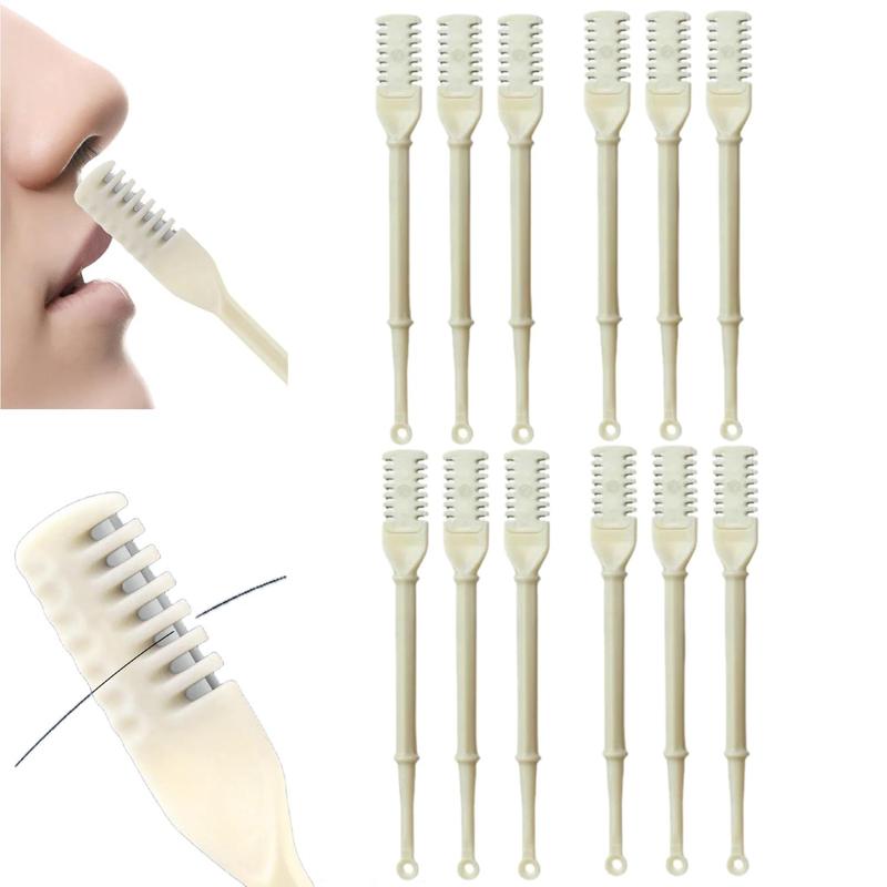 2 in 1 Nose Hair Trimmer, 12pcs Manual Nose Hair Trimmer with Ear Pick, Nose Hair Remover Tool, Facial Cleansing Tool for Women & Men