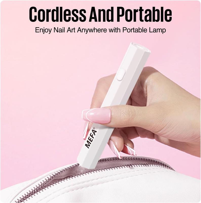 MEFA Handheld UV Light for Gel Nails, UV Nail Lamp Portable Cordless Rechargeable USB Nail Light for Gel Nail Polish Fast Curing Manicure Nail Care