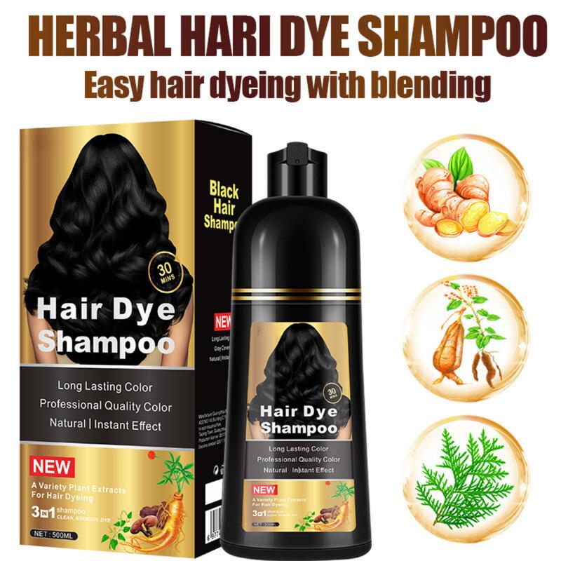 Hair Dye Shampoo 3 in 1 Instant Hair Color + 100% Grey Coverage - Herbal Ingredients, Gentle and Nourishing Formula, Long-lasting Shine, Easy to Use, Perfect for All Hair Types Haircare