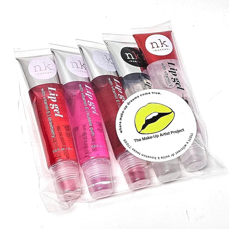 NICKA K NEW YORK VARIETY SET OF 5 NK Hydrating Lip Gel - Vitamin E (Clear, Rosehip Oil, Bubble Gum, Cherry, Strawberry) Skincare Comfort