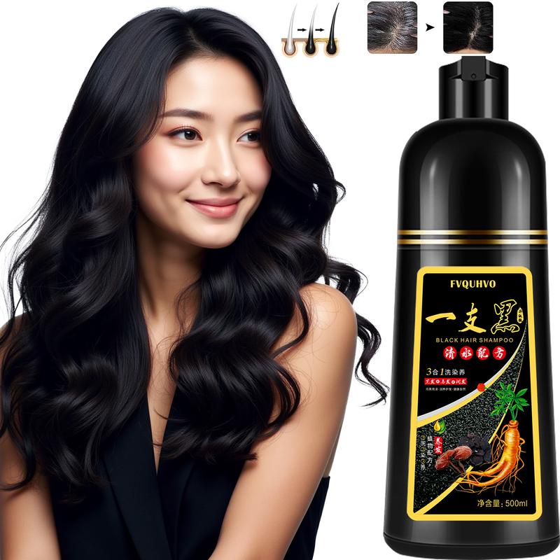 Black Hair Color Shampoo, Semi-Permanent Hair Color Shampoo for Women and Men, Herbal Ingredients, Ammonia free, 100% White Hair Coverage, Large Package for Home use. hair dye shampoo