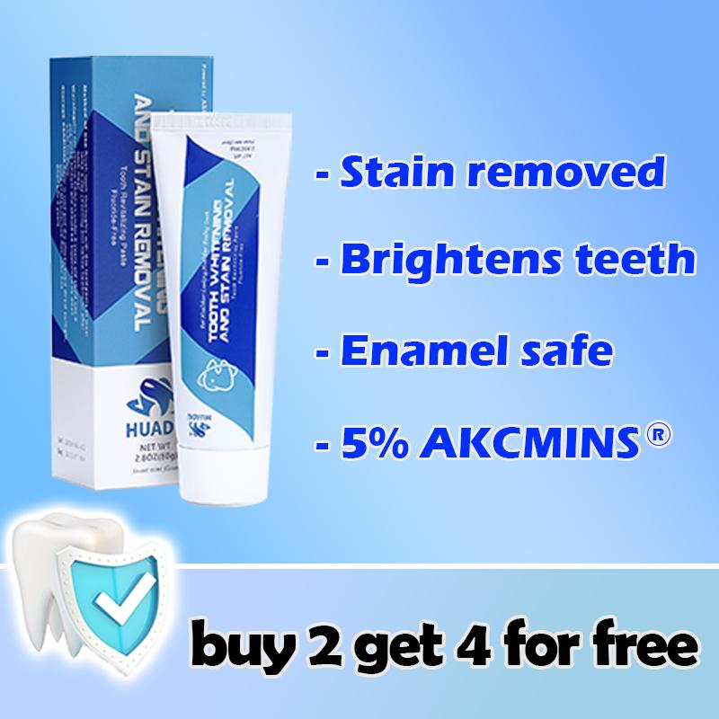 HUADU AKCMINS Natural Whitening Toothpaste, No Fluoride, Repair, Anti Plaque, Triple Whitening