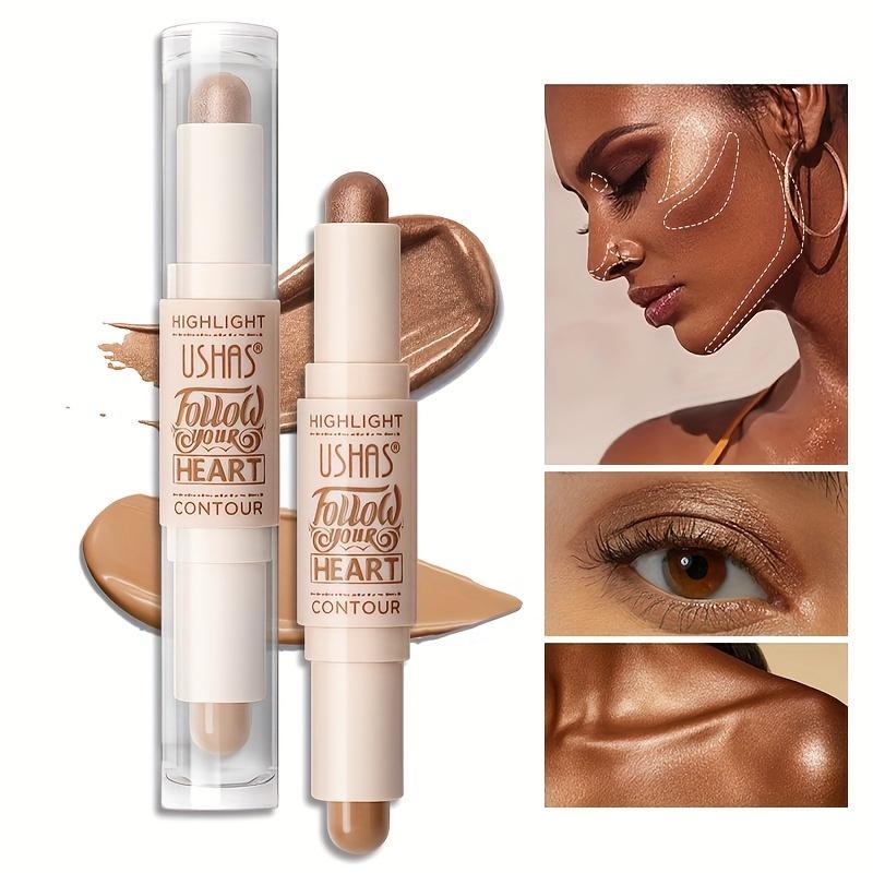 2 in 1 Highlight Contour Stick, Natural Shimmer Makeup Shading Stick, Face Highlighter Bronzer Stick, Face Contouring Stick, Face Makeup Product, Daily Cosmetic