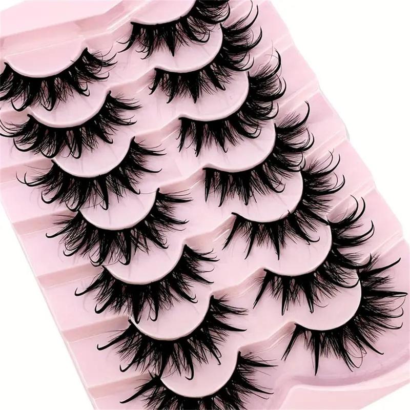 Fluffy False Eyelashes, 7 Pairs Wispy Cat Eye Look Faux Cluster Lashes, Natural Curling Eye Makeup Lashes Clusters, Eyelashes Extensions, Music Festival Makeup, Cosmetic Gift