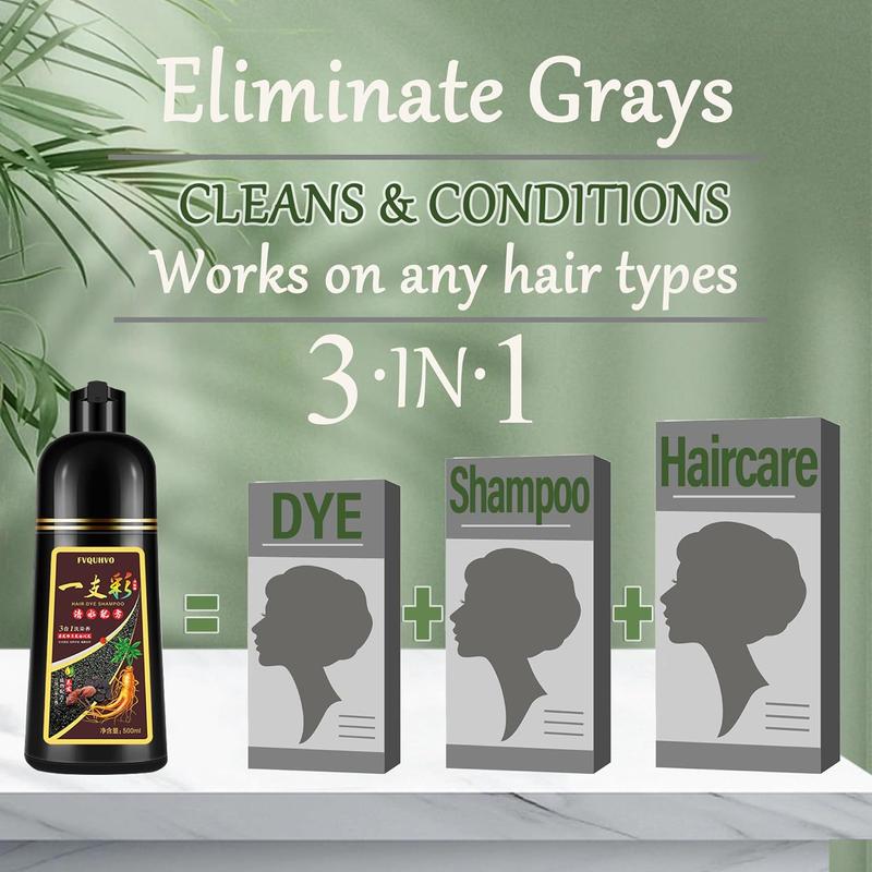 Black Hair Color Shampoo, Semi-Permanent Hair Color Shampoo for Women and Men, Herbal Ingredients, Ammonia free, 100% White Hair Coverage, Large Package for Home use. hair dye shampoo