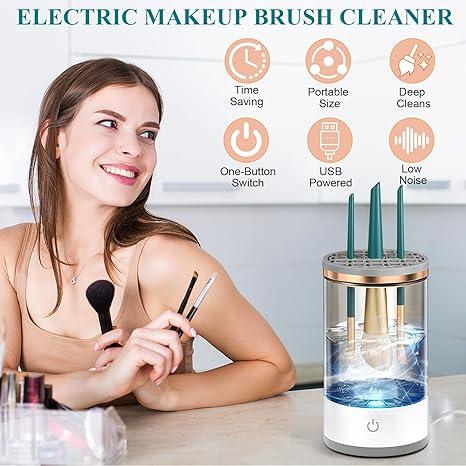 Makeup Brush Cleaner Machine 2024 Upgrade Electric Makeup Brush Cleaner Automatic Spinning for All Size Beauty Makeup Brush Set, Eyeshadow Blush Brush