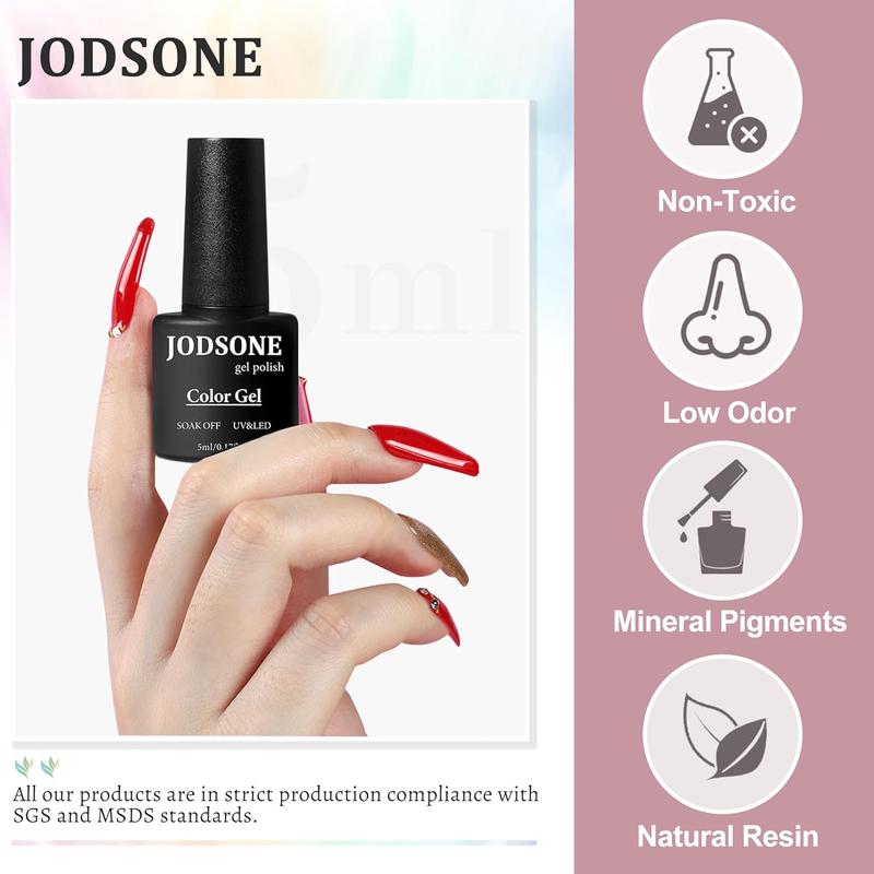 JODSONE 35 PCS Gel Nail Polish Set with 32 Colors Gel polish Kit Base Coat No Wipe Matte Glossy Top Coat Nail Polish Set Green Blue Red Pink Collection Gifts for Women Mother's day gifts