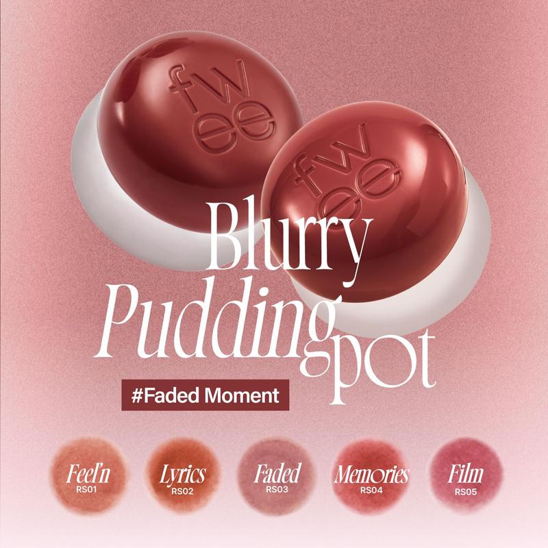 [Fwee] Lip&Cheek Blurry Pudding Pot 5g, All In One Makeup, Makeup Blush, Buildable Lightweight, Multi-Use Soft Matte Finish, Lip Balm, Lip Stick i love lipgloss