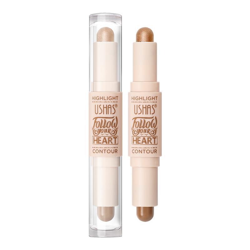 2 in 1 Highlight Contour Stick, Natural Shimmer Makeup Shading Stick, Face Highlighter Bronzer Stick, Face Contouring Stick, Face Makeup Product, Daily Cosmetic