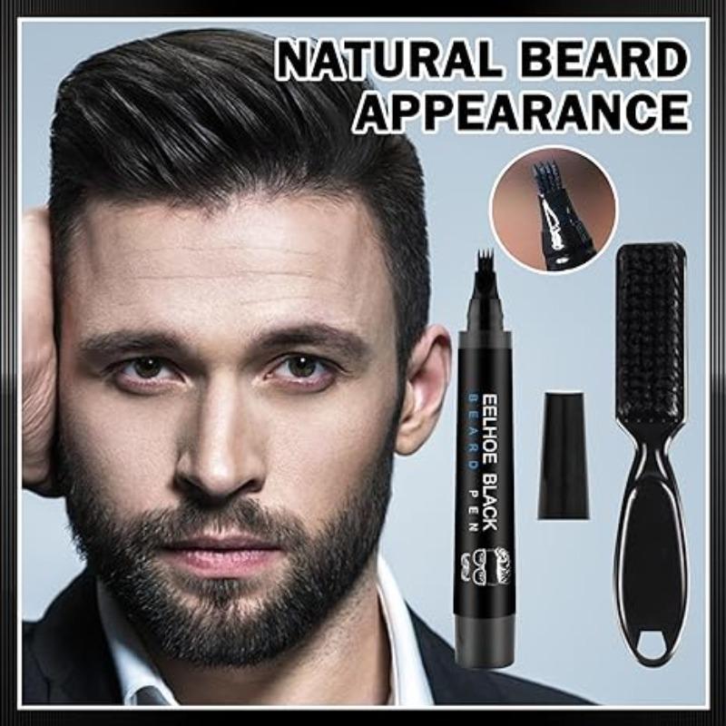 Beard Pen for Men, 1 Set Beard Pencil Filler & Beard Brush for Men, Waterproof Beard Filler Kit, Fill, Shape and Define Your Beard for a Natural Beard, Long Lasting Beard Filler with Brush